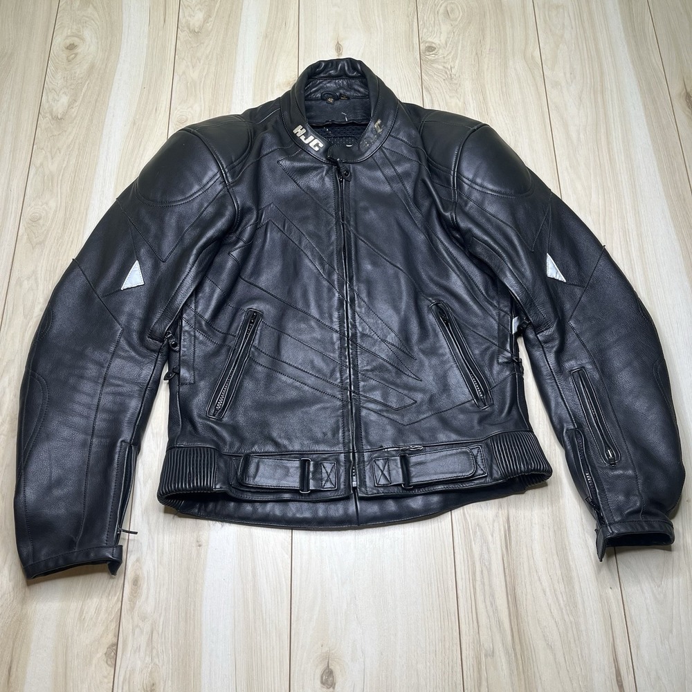 HJC leather Motor Cycle Jacket Cirotech Riding Gear Scotchlite 3M Size 42